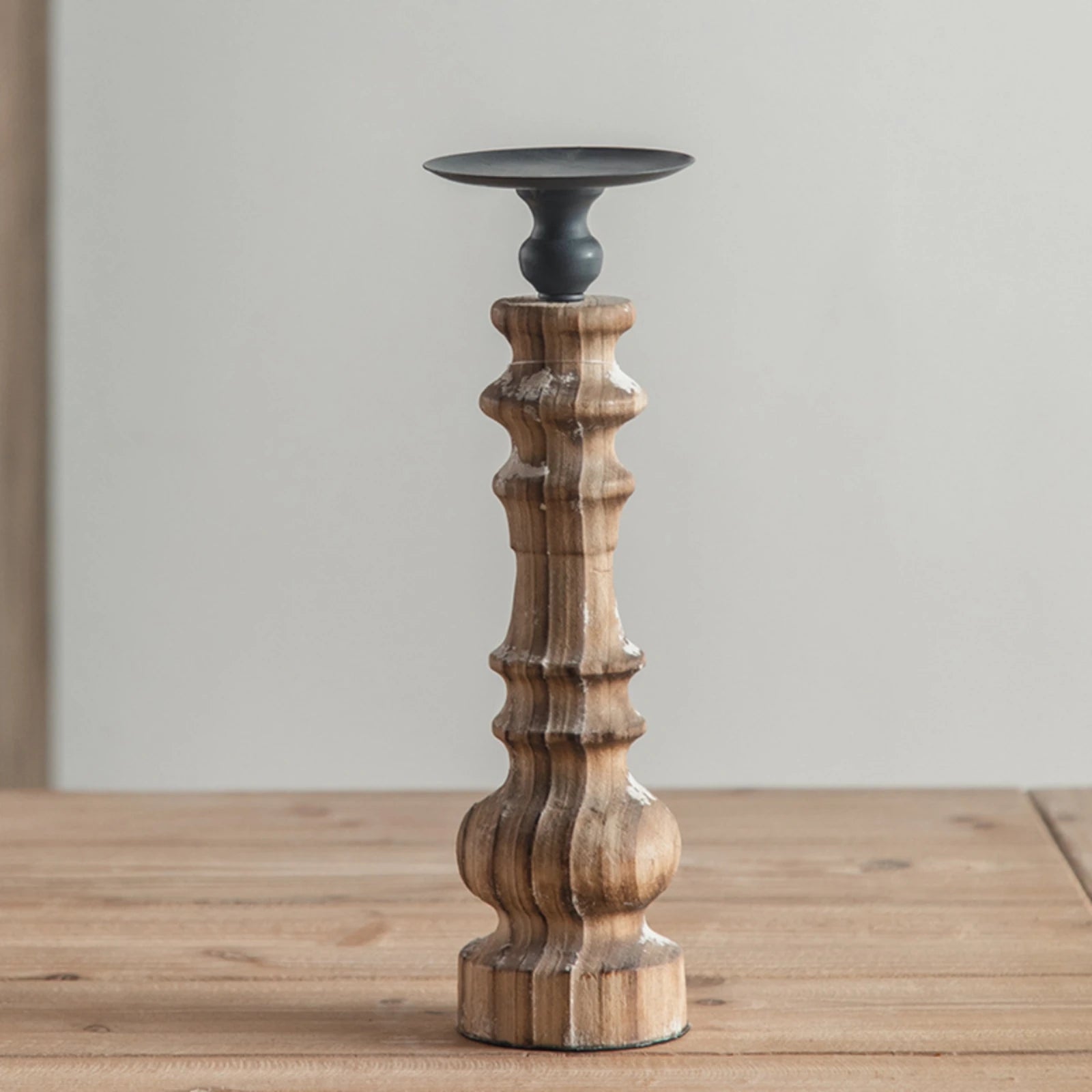 Rustic Wood Pillar Candle Stand