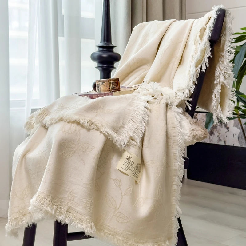 Jacquard Linen Throw Blanket