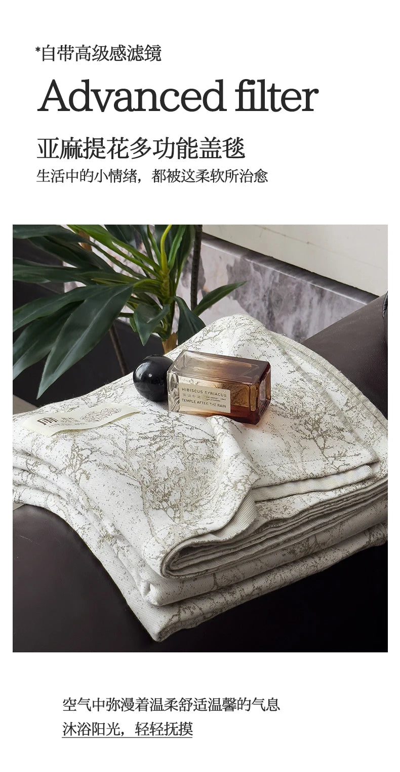 Jacquard Linen Throw Blanket