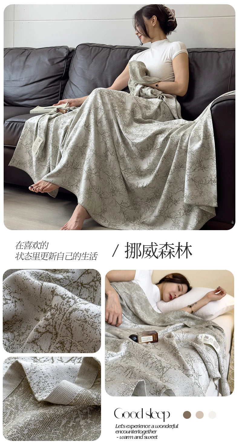 Jacquard Linen Throw Blanket