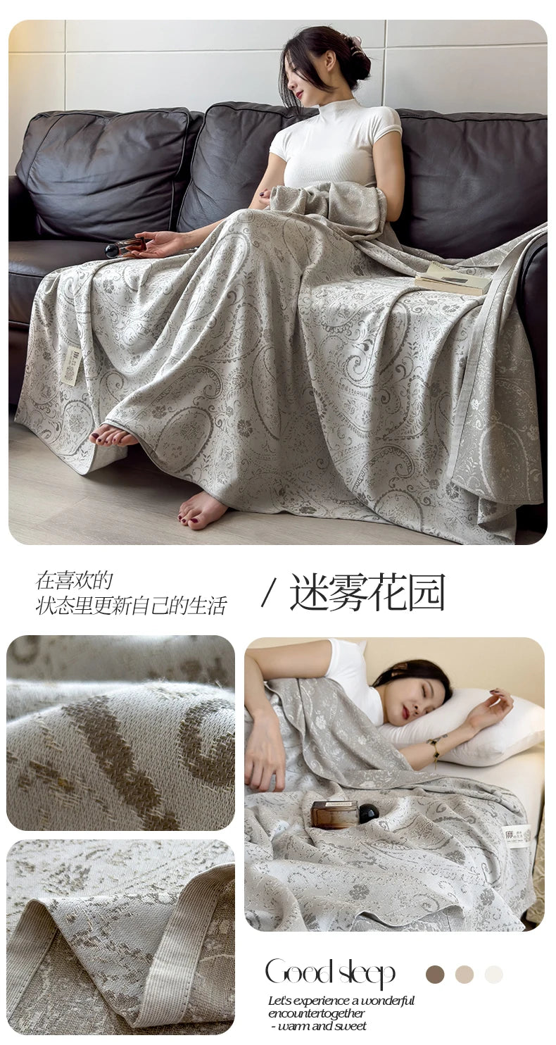 Jacquard Linen Throw Blanket