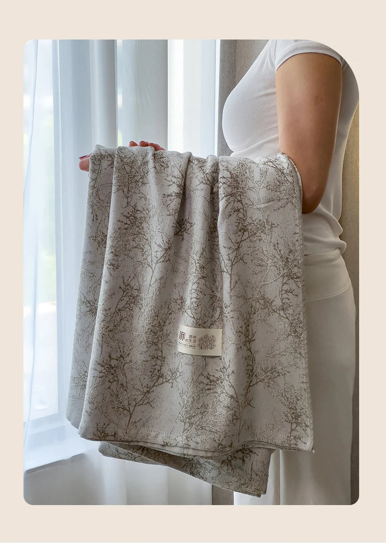 Jacquard Linen Throw Blanket