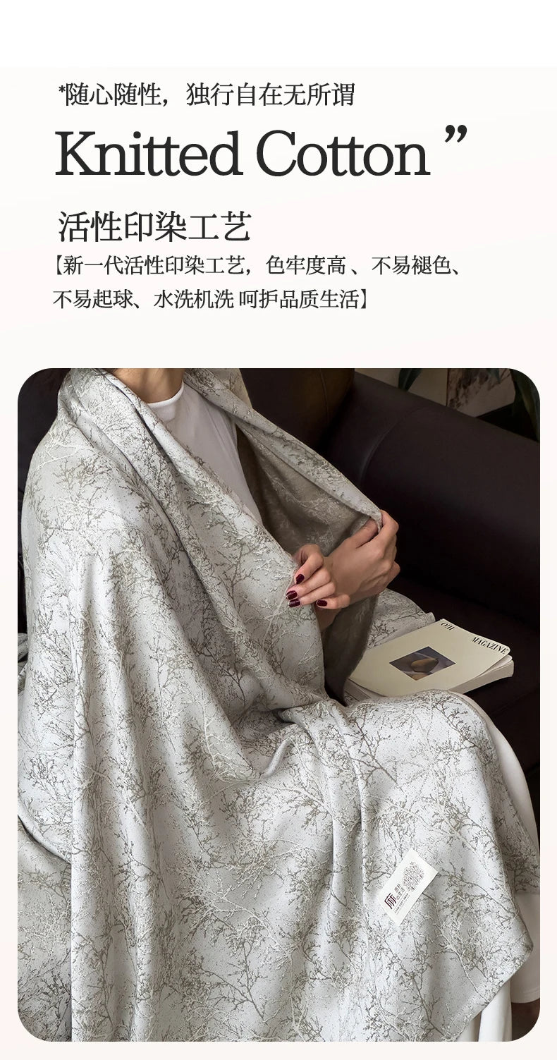 Jacquard Linen Throw Blanket